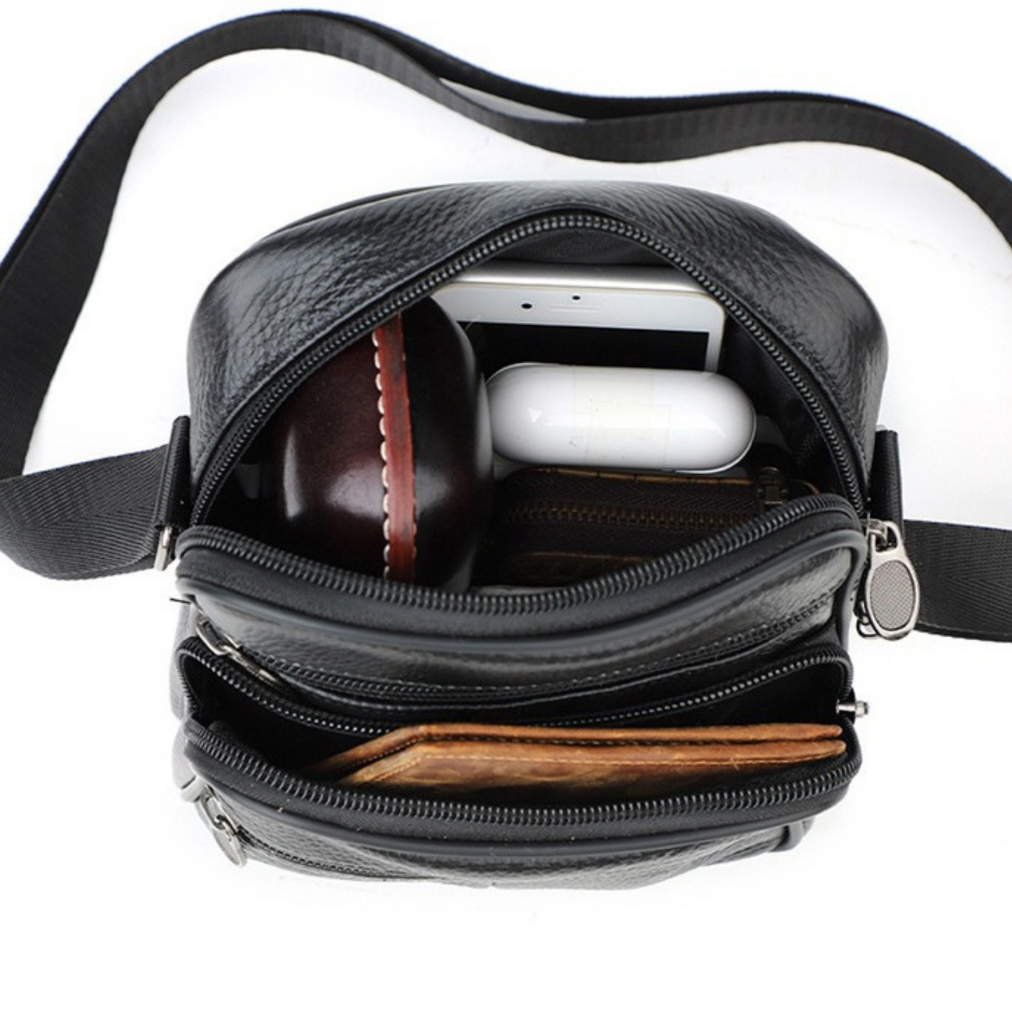 Mens Womens Small Compact Genuine Leather Cross Body Shoulder Bag