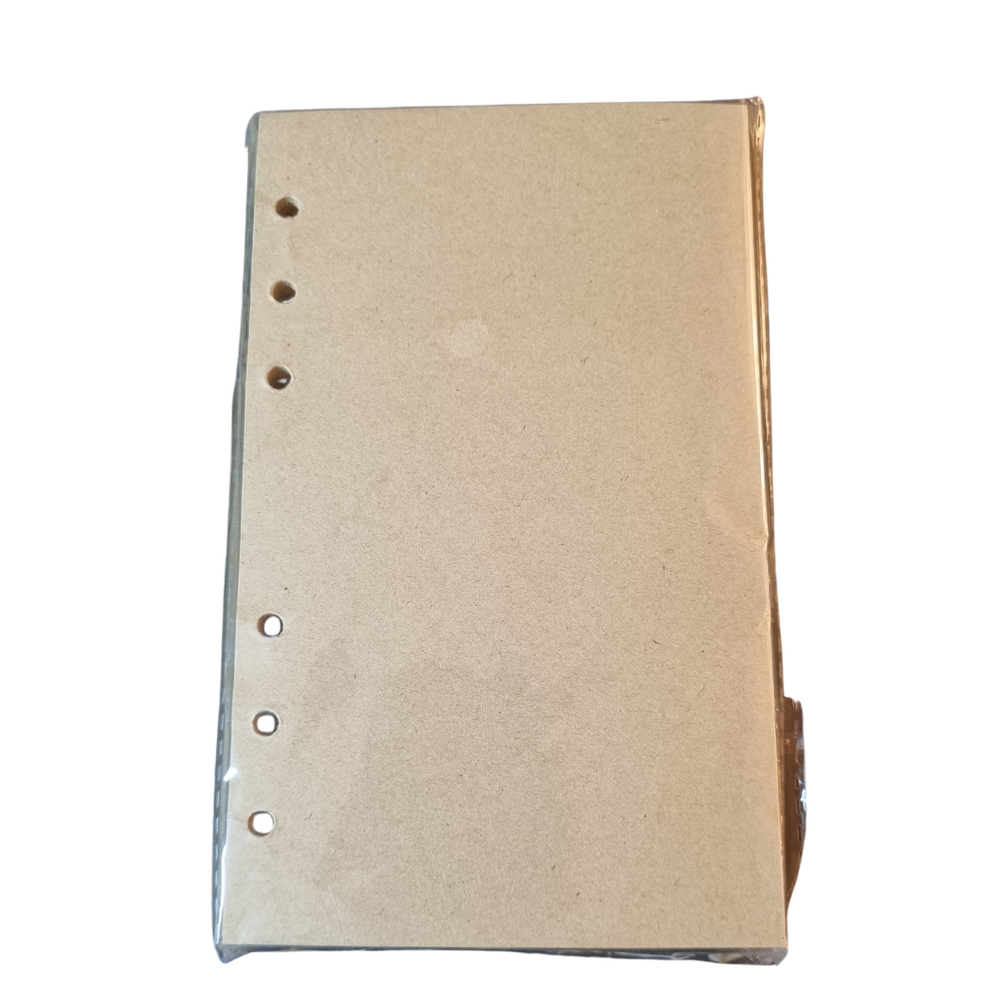 Blank kraft paper notebook with metal ring binder, ideal for travel journaling and note-taking.