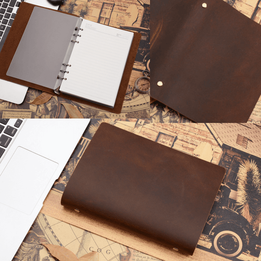 A5 Handmade Leather Bound Journal Diary 100 loose leaf pages - BBG (BrandsByG) Australia