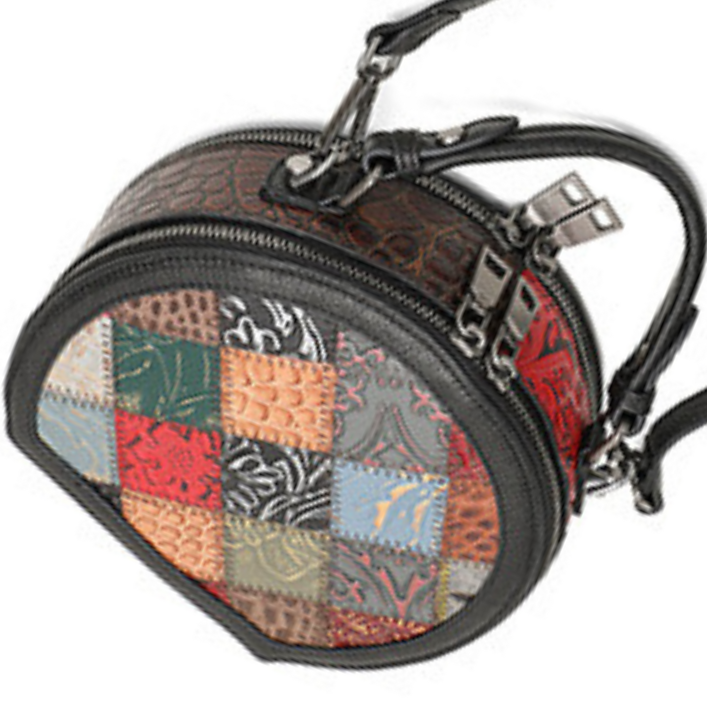 Women's Genuine Full Grain Leather Cross Body Round Carry Handbag Purse