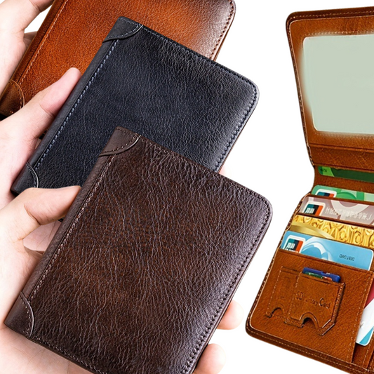 Men's Women's Thin Compact Full Grain Genuine Leather Wallet Cash Cards
