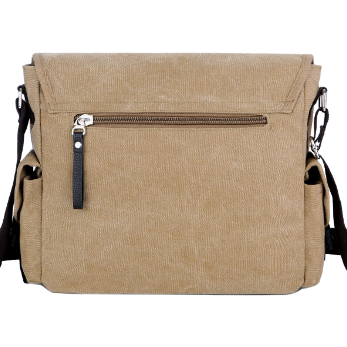 Large canvas satchel bag in brown, versatile messenger style for travel and daily use.
