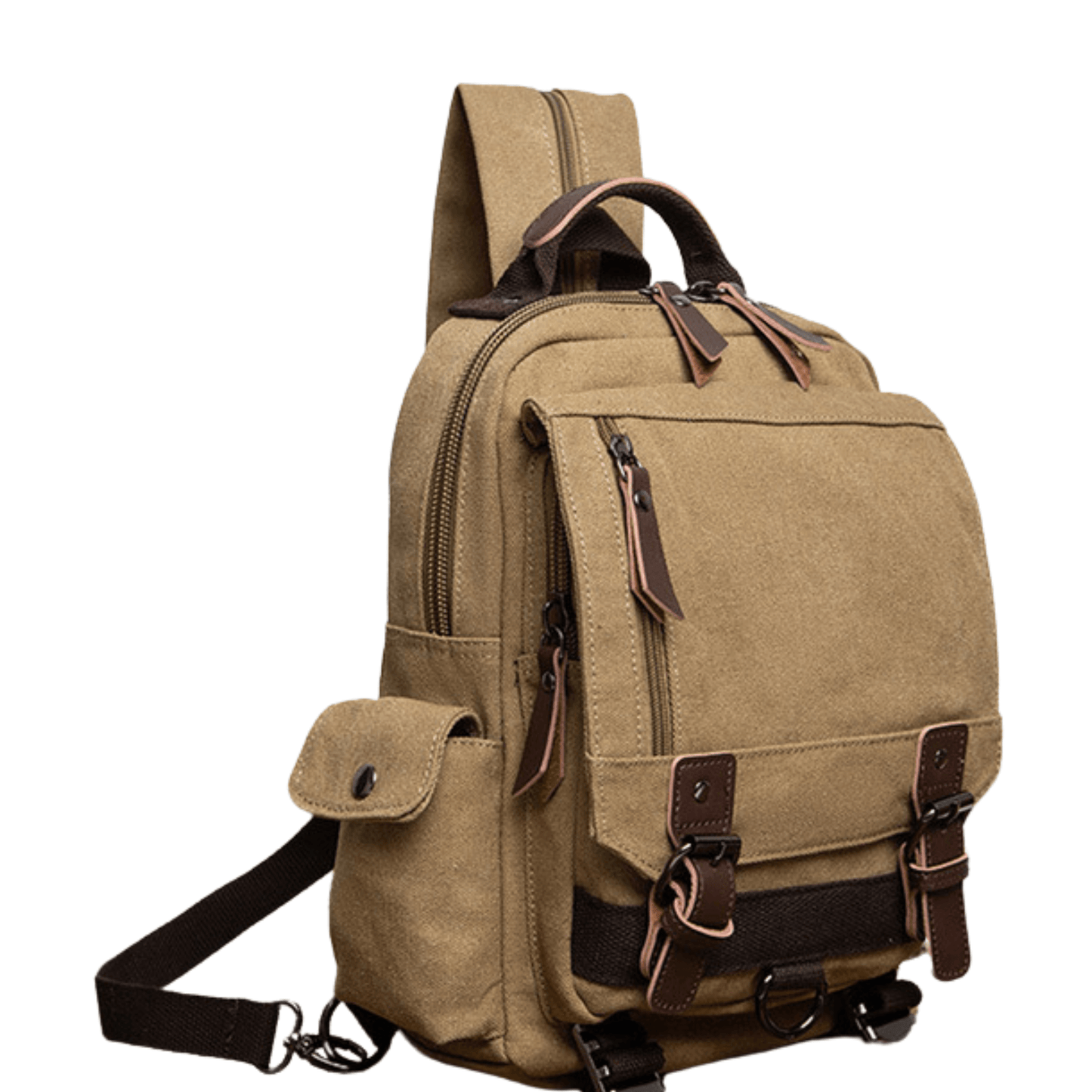 Designer Canvas Backpack Bag and Sling Bag All in One with stylish design and practical pockets.