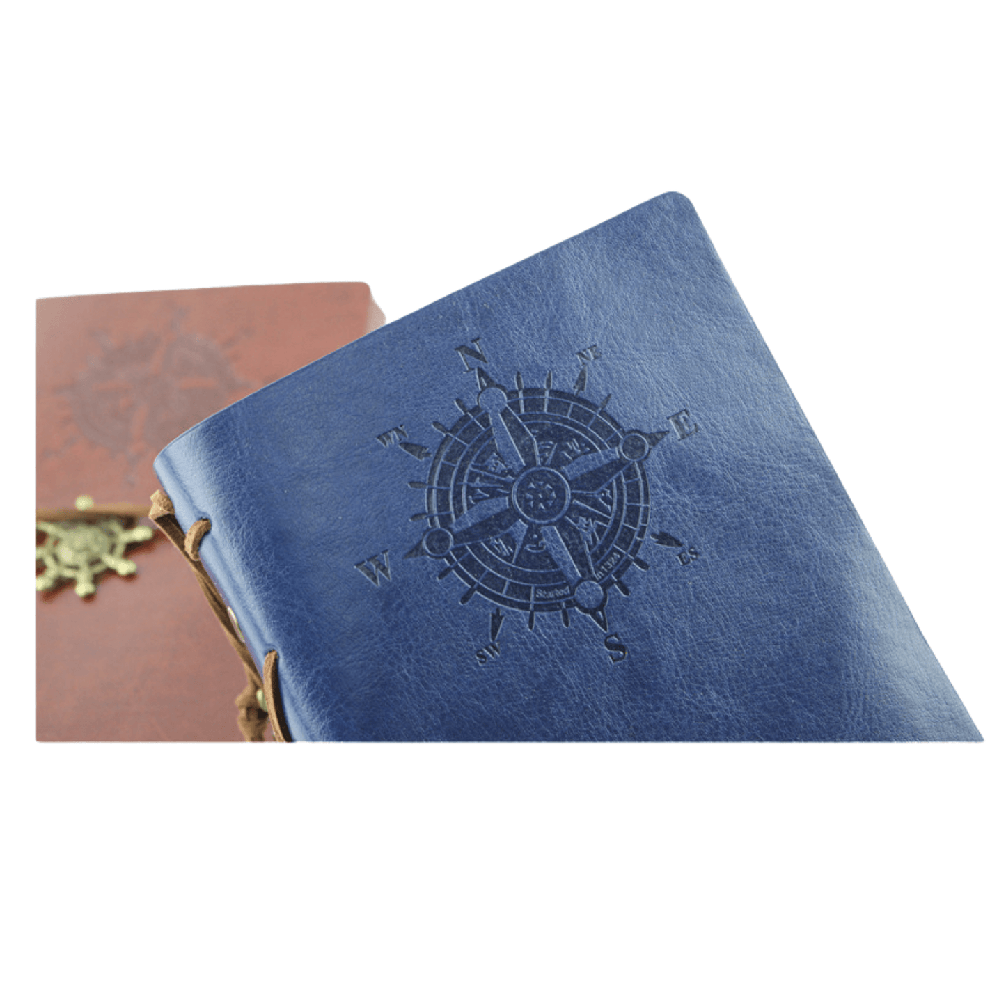 Genuine leather travel journal with compass design, perfect for writers and travelers, featuring 80 pages.