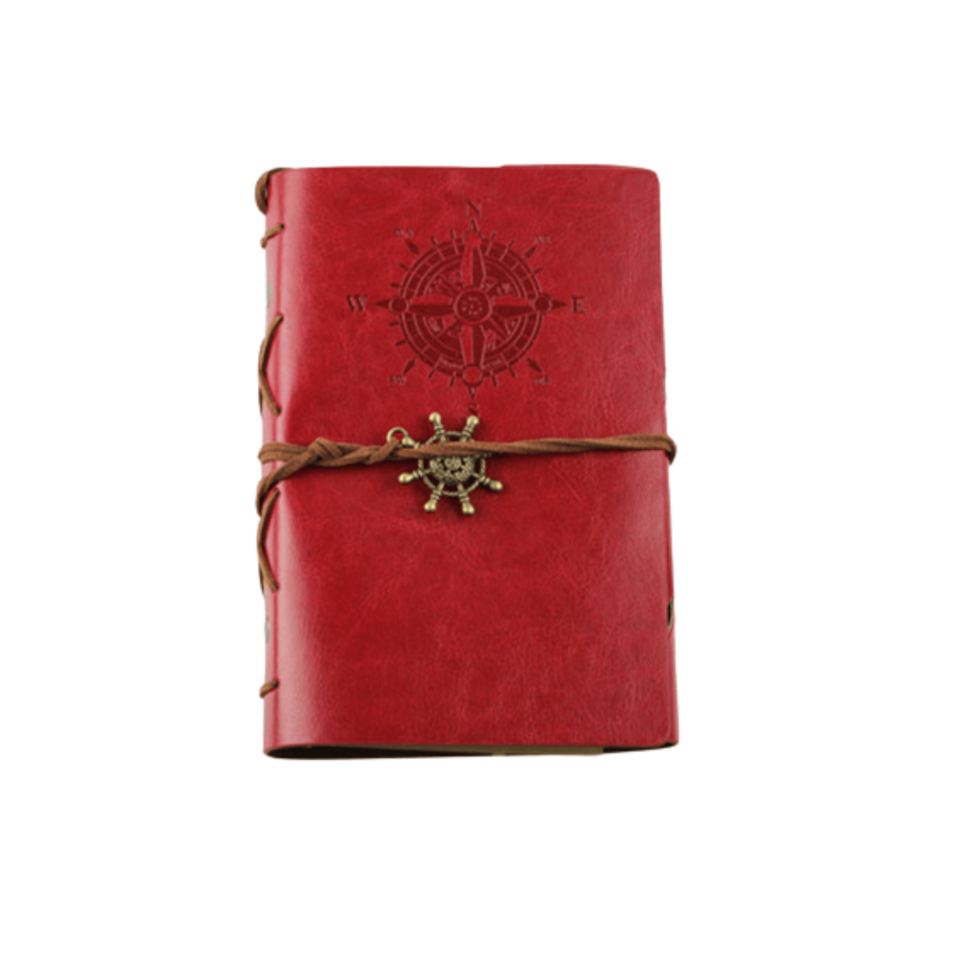 NEW genuine leather bound travel journal diary book with compass design and metal ring, perfect for writers and artists.