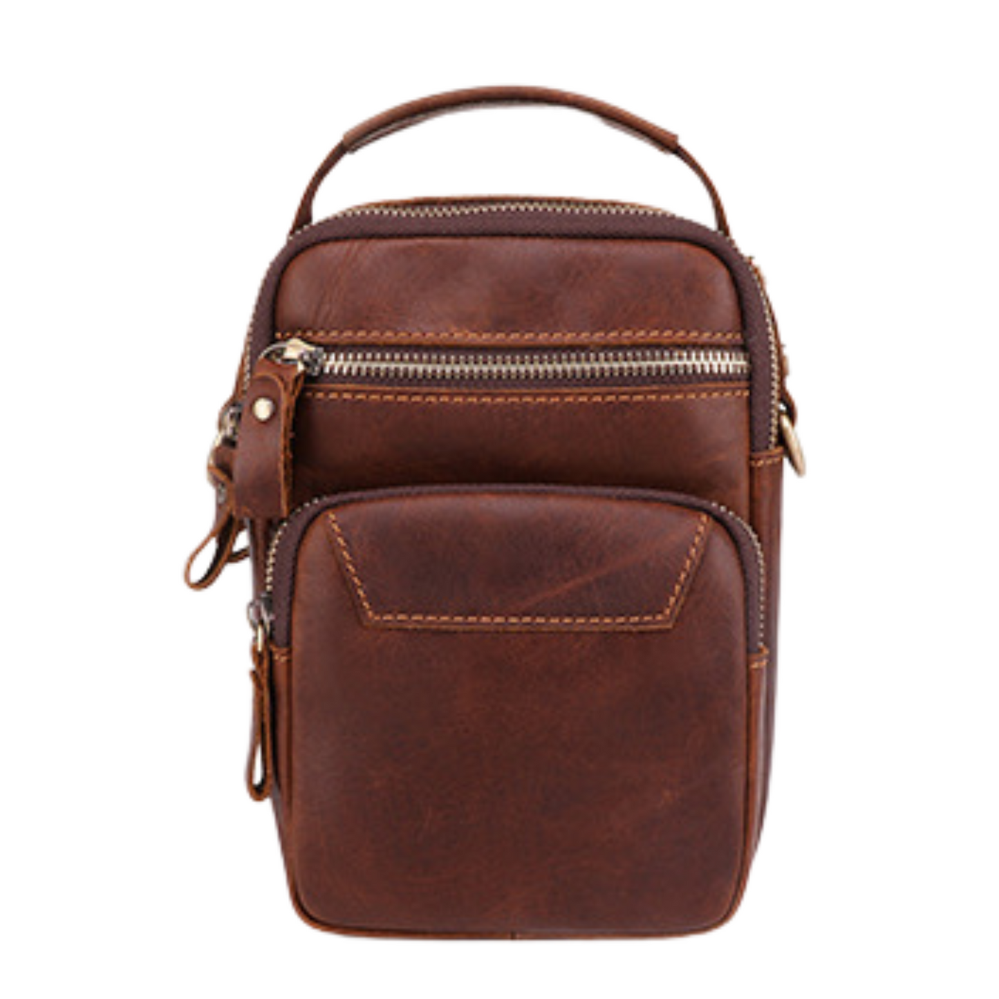 Men's Women's Full Grain Genuine Leather Carry Should Strap Bag