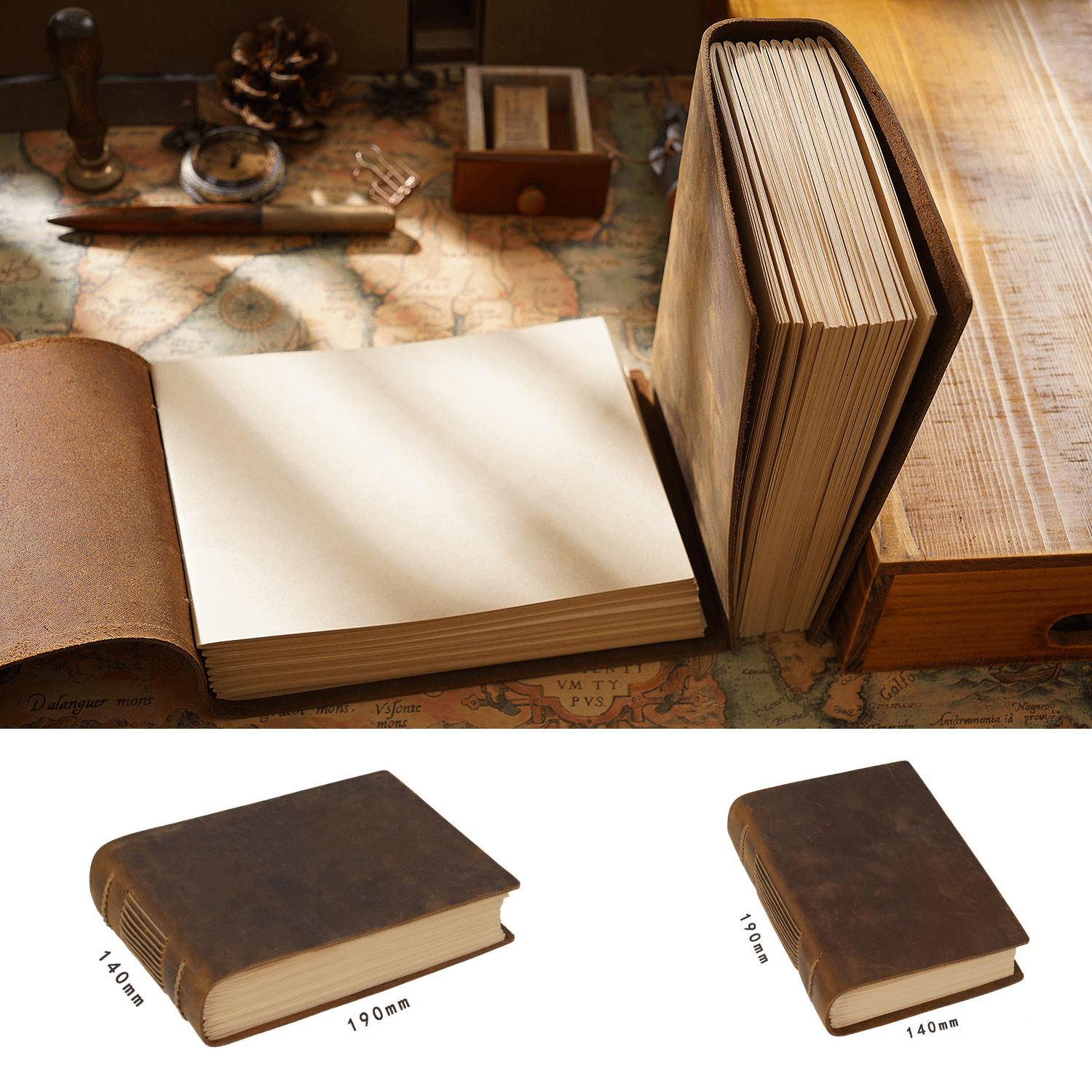 Vintage Leather Bound Journal Diary Blank Notebook Sketchbook Handmade 200 pages - BBG (BrandsByG) Australia