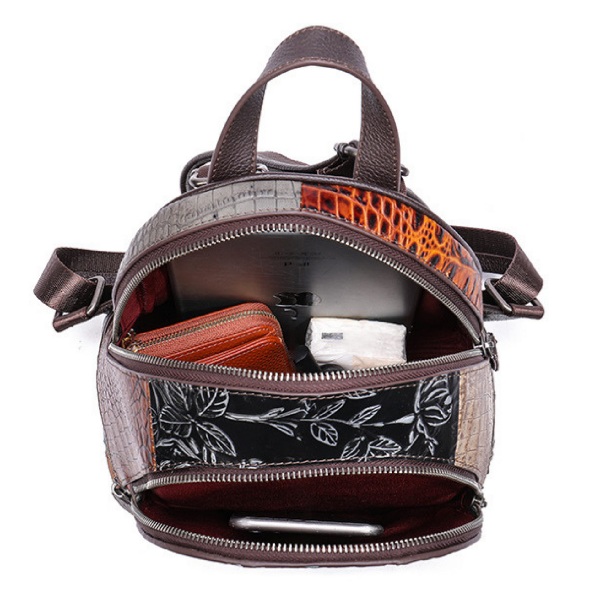 Large Multi Colour Genuine Italian Leather Shoulder Backpack Handbag Satchel Bag - BBG (BrandsByG) Australia