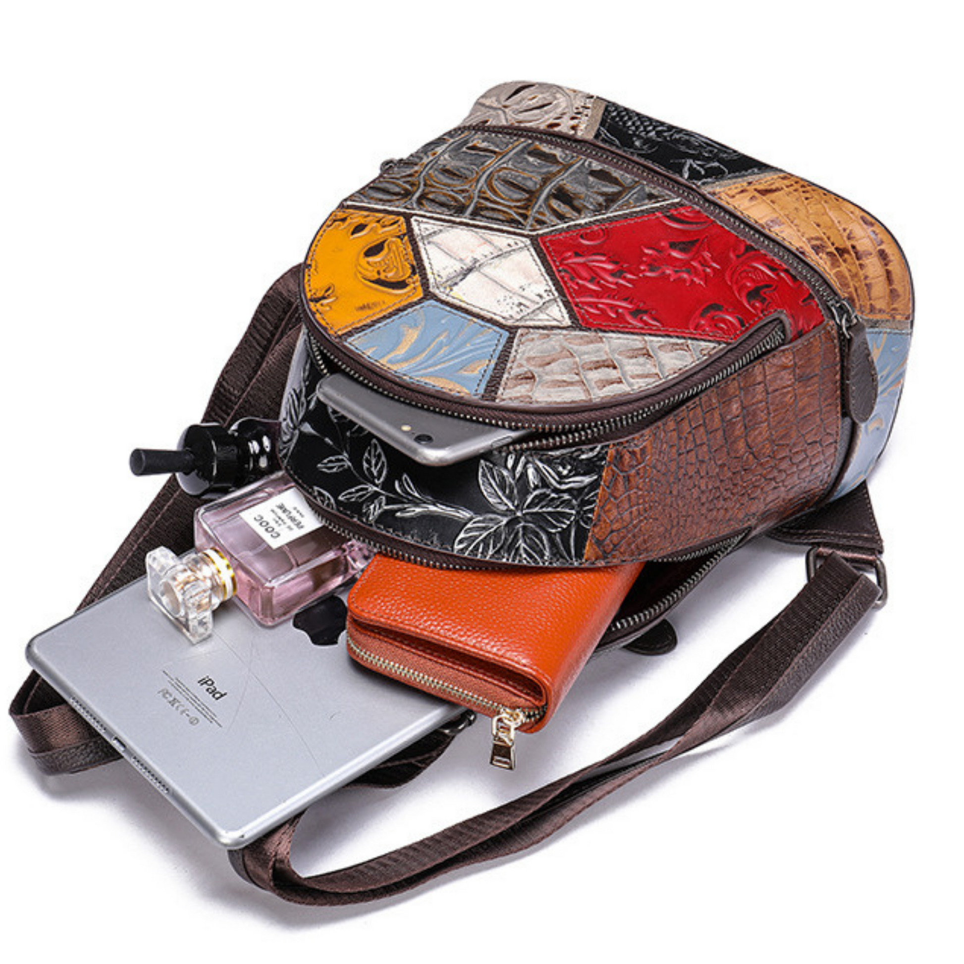 Large Multi Colour Genuine Italian Leather Shoulder Backpack Handbag Satchel Bag - BBG (BrandsByG) Australia