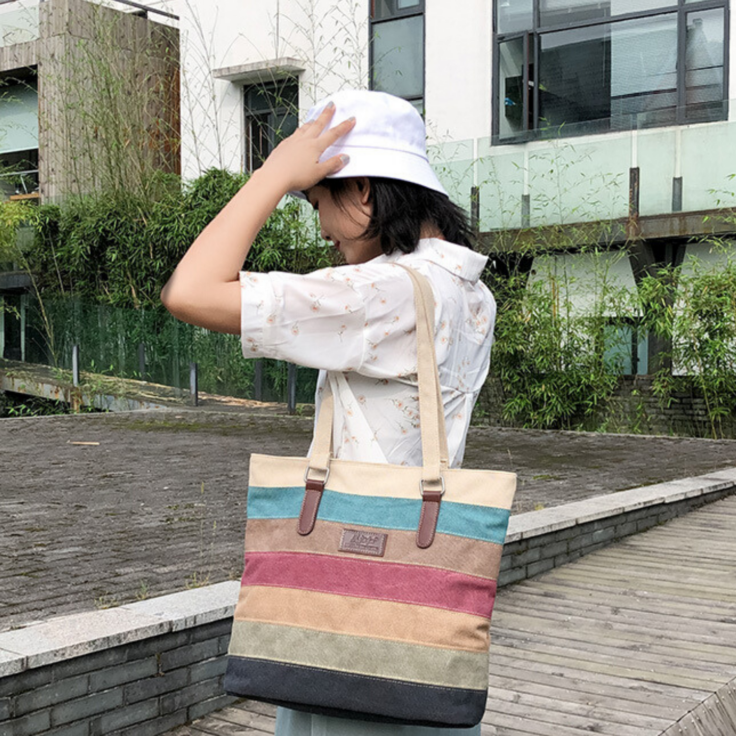 New Large Multi Colour Oxford Cotton Carry Shoulder Messenger Satchel Tote Bag - BBG (BrandsByG) Australia