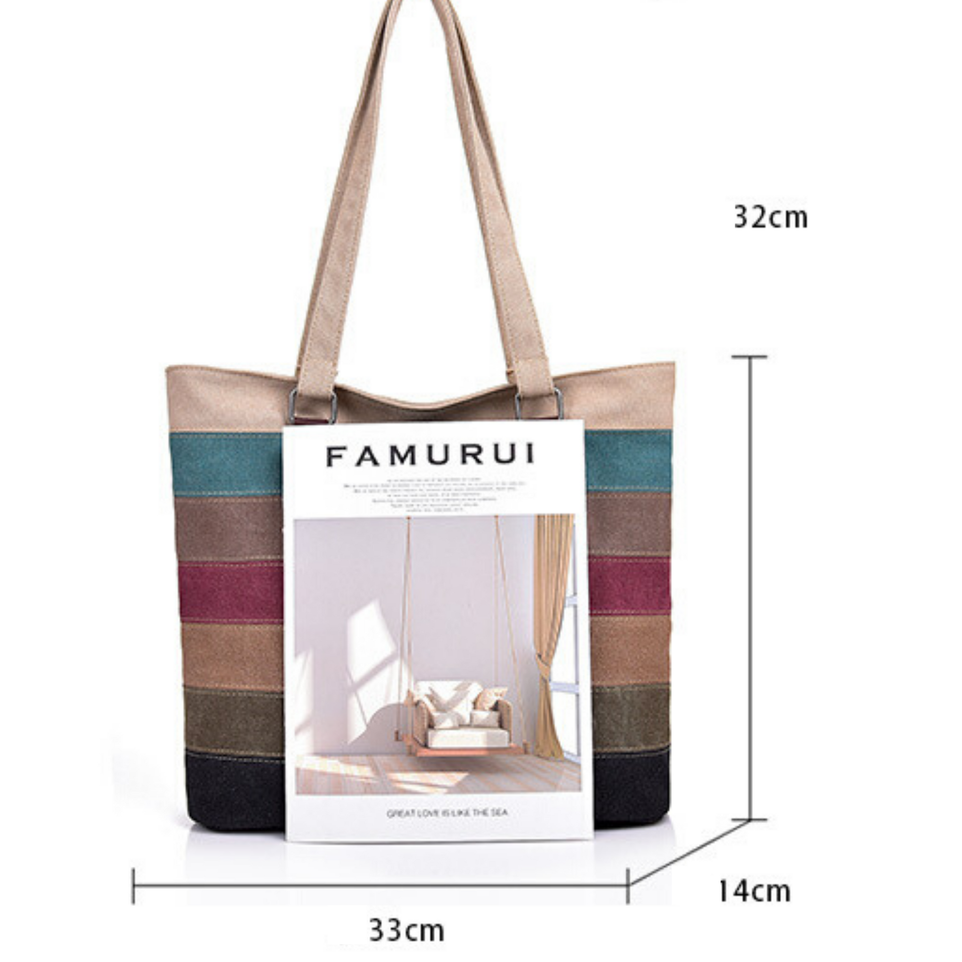 New Large Multi Colour Oxford Cotton Carry Shoulder Messenger Satchel Tote Bag - BBG (BrandsByG) Australia