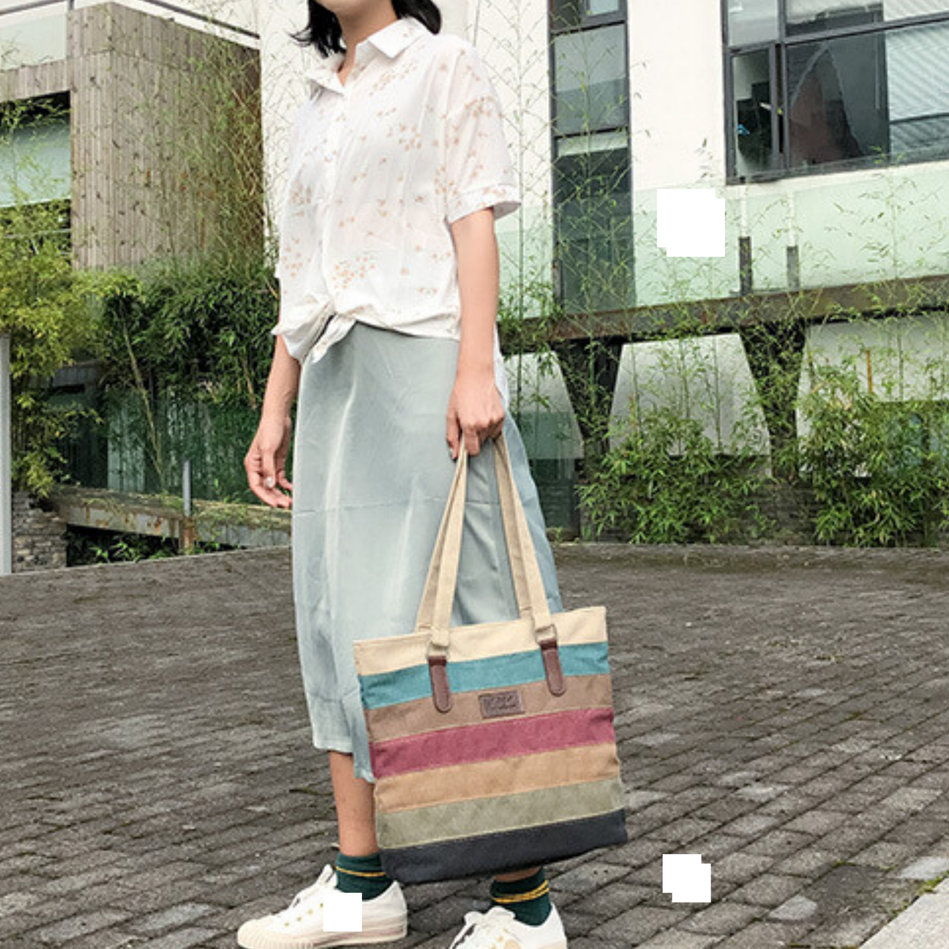 New Large Multi Colour Oxford Cotton Carry Shoulder Messenger Satchel Tote Bag - BBG (BrandsByG) Australia