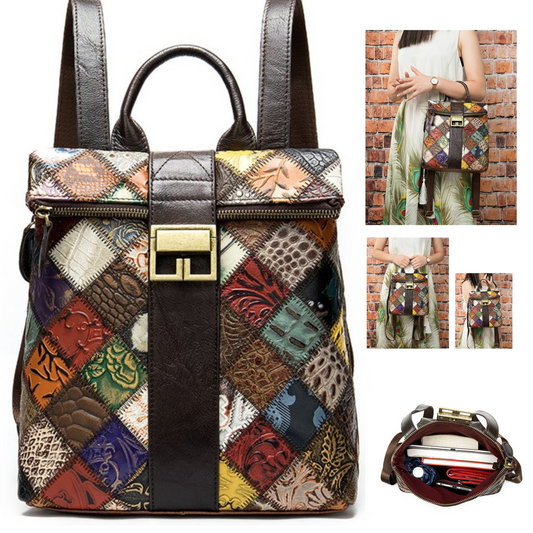 Italian Multi Coloured Leather Backpack Carry Shoulder Bag - BBG (BrandsByG) Australia