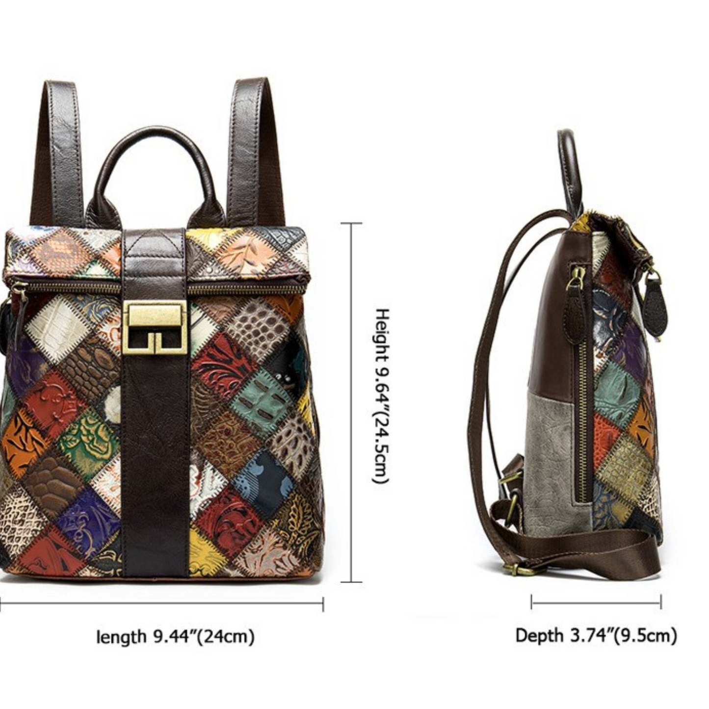 Italian Multi Coloured Leather Backpack Carry Shoulder Bag - BBG (BrandsByG) Australia