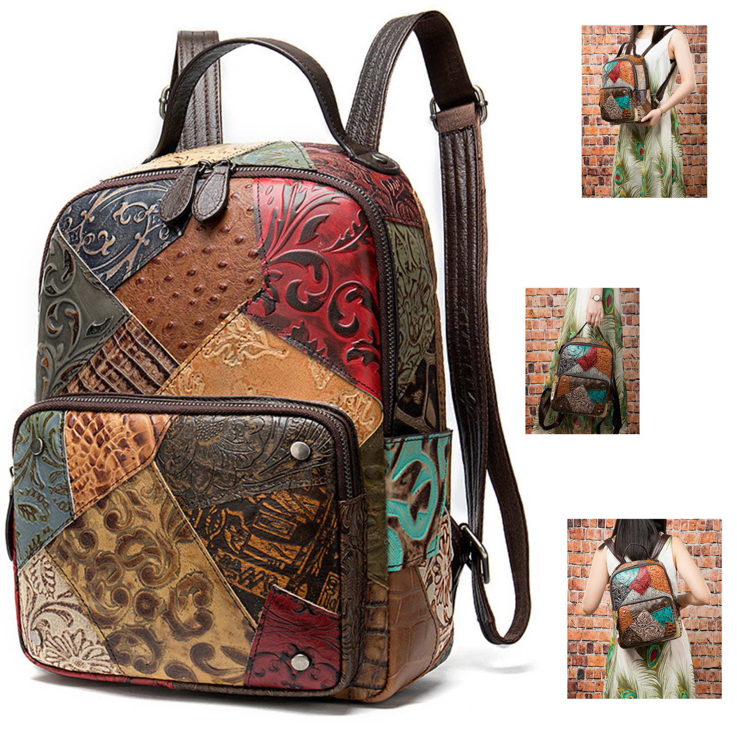 Large Multi Colour Genuine Italian Leather Backpack Travel Work Leisure Bag