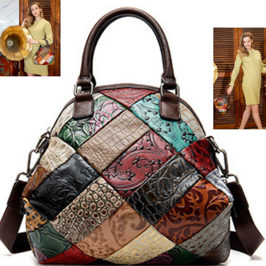 Italian Handbag Multi Coloured Leather Tote Carry Shoulder Bag - BBG (BrandsByG) Australia