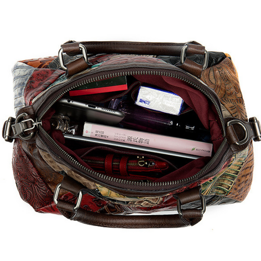 Italian Handbag Multi Coloured Leather Tote Carry Shoulder Bag - BBG (BrandsByG) Australia