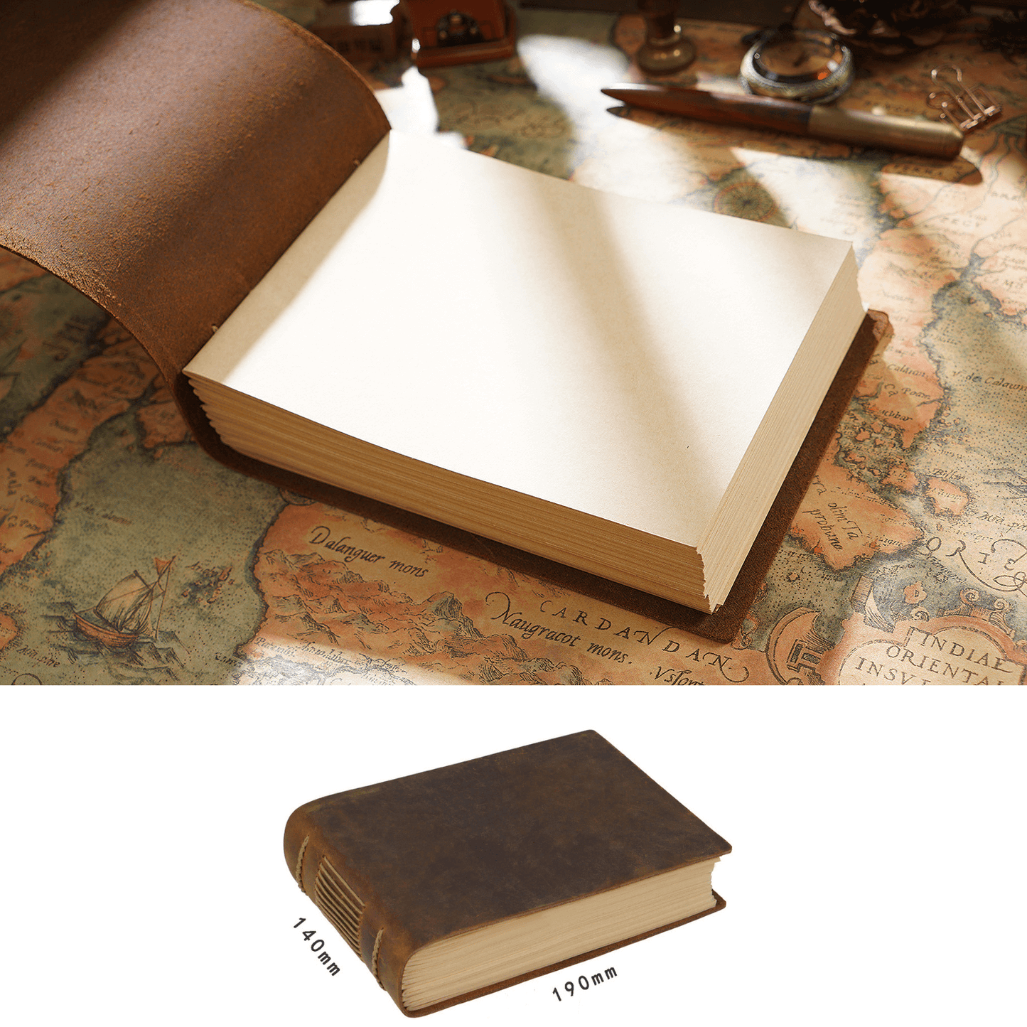 Vintage Leather Bound Journal Diary Blank Notebook Sketchbook Handmade 200 pages - BBG (BrandsByG) Australia