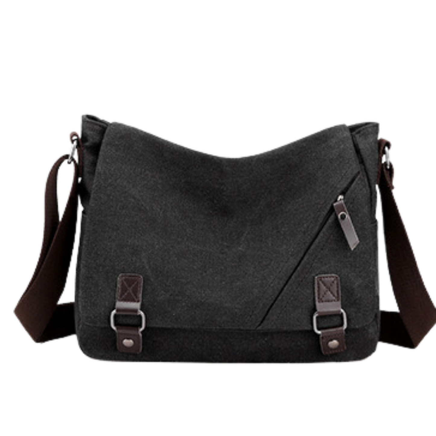 Stylish unisex canvas cross body messenger satchel bag with adjustable strap and zipper closure.