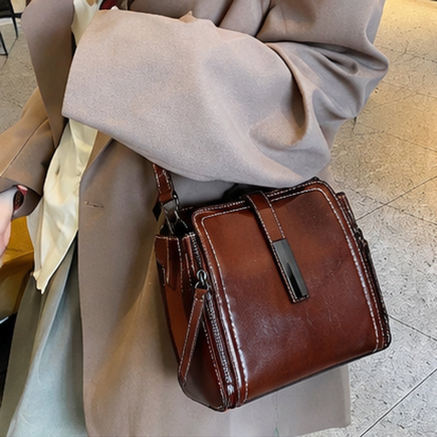 Full Grain Oil-Waxed Leather Handbag and Crossbody Bag