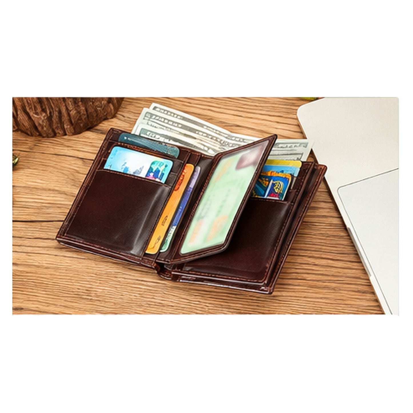 Genuine Leather Multi-Card Wallet – Brown