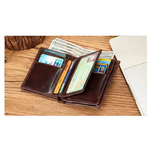 Genuine Leather Multi-Card Wallet – Brown