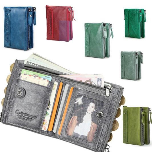 Top Grain Leather Wallet Clutch Purse Coin Bag Card ID Organiser Wallets