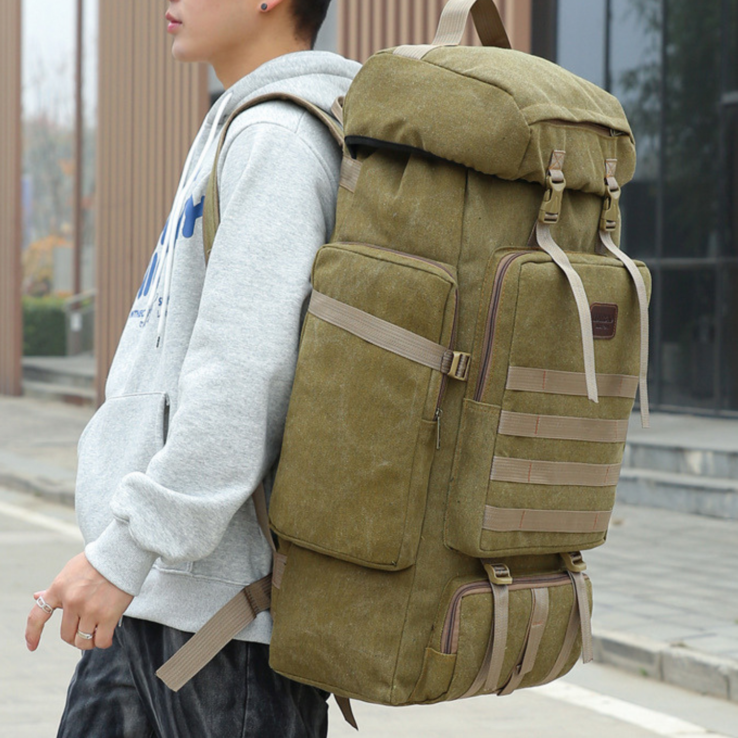 Extra Long Large Canvas Hiking Backpack