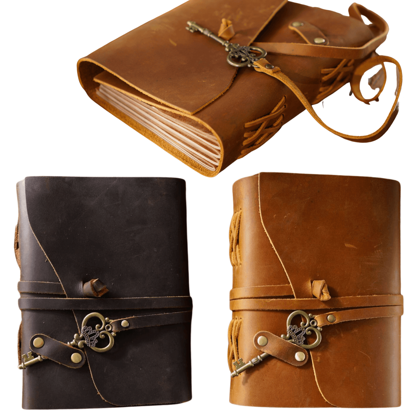 Handmade Leather Bound Journal Diary Sketch Book 100 pages with Key - BBG (BrandsByG) Australia