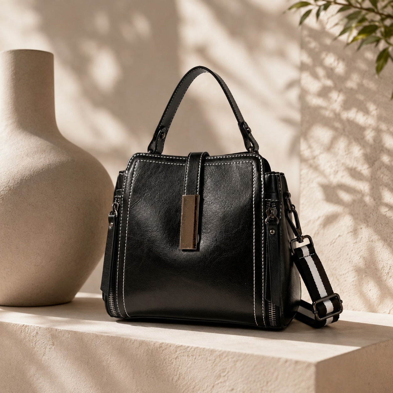 Full Grain Oil-Waxed Leather Handbag and Crossbody Bag