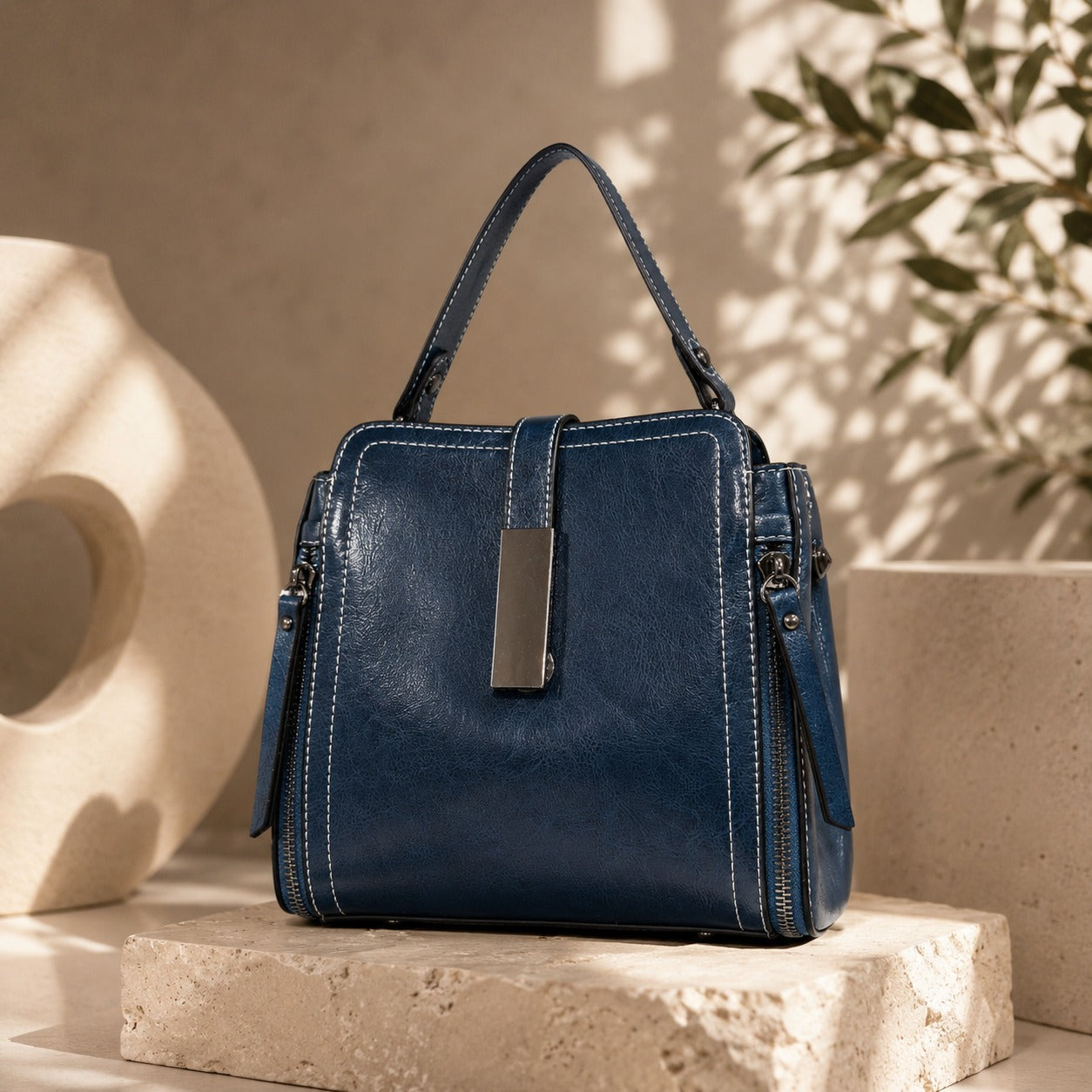 Full Grain Oil-Waxed Leather Handbag and Crossbody Bag