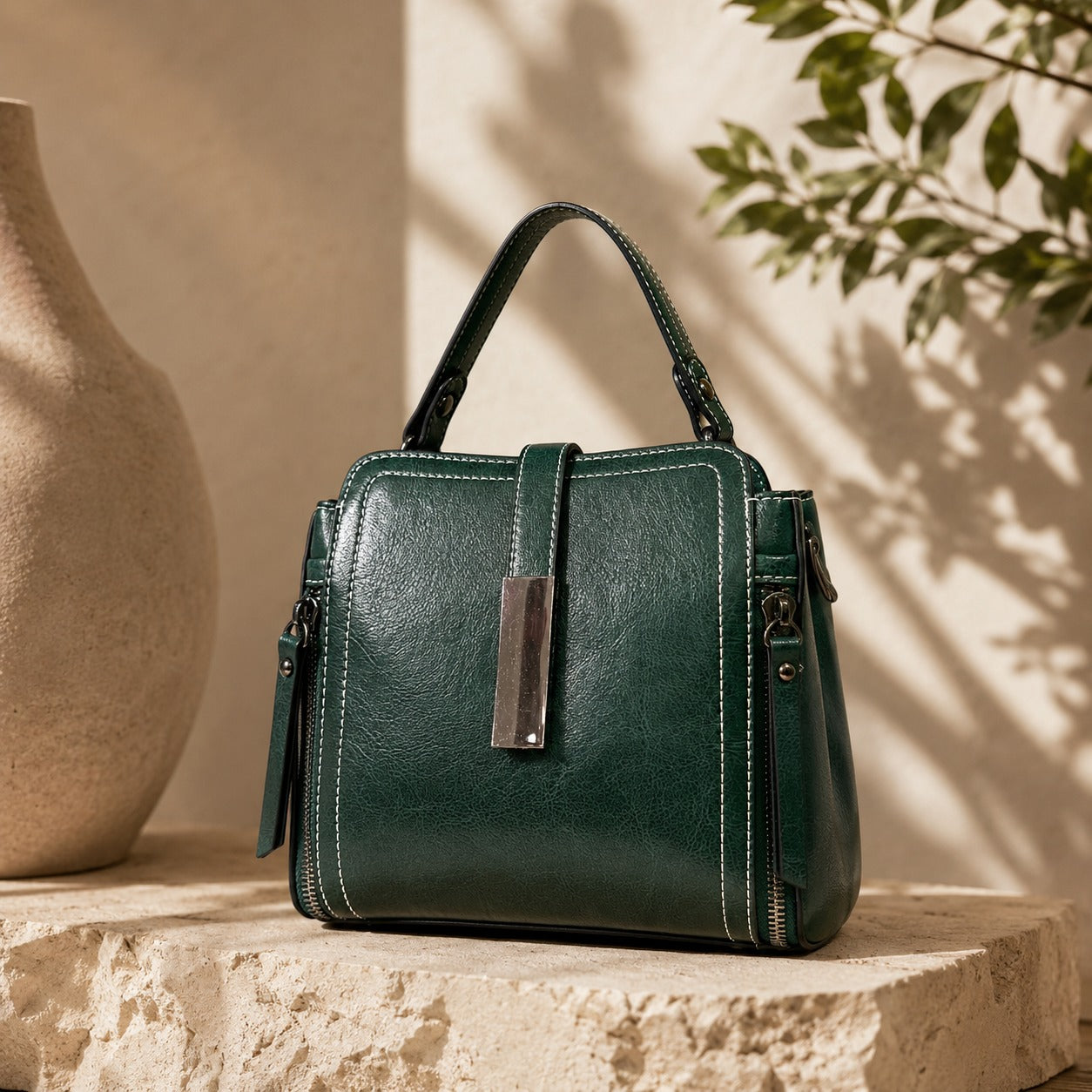 Full Grain Oil-Waxed Leather Handbag and Crossbody Bag
