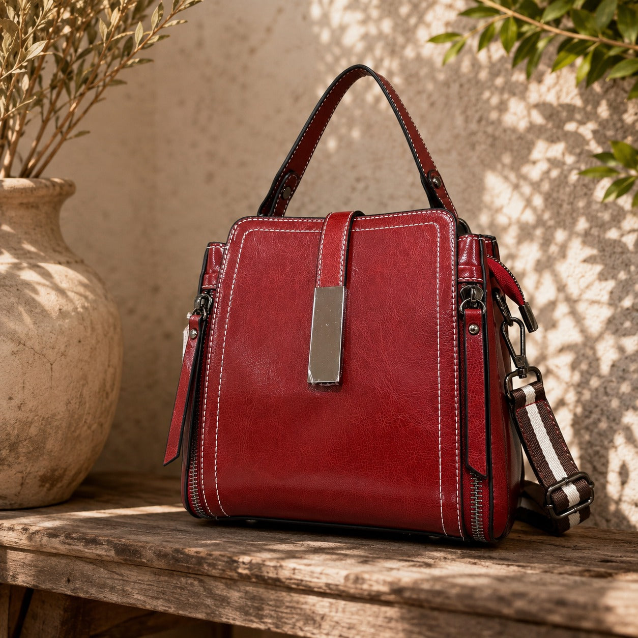 Full Grain Oil-Waxed Leather Handbag and Crossbody Bag