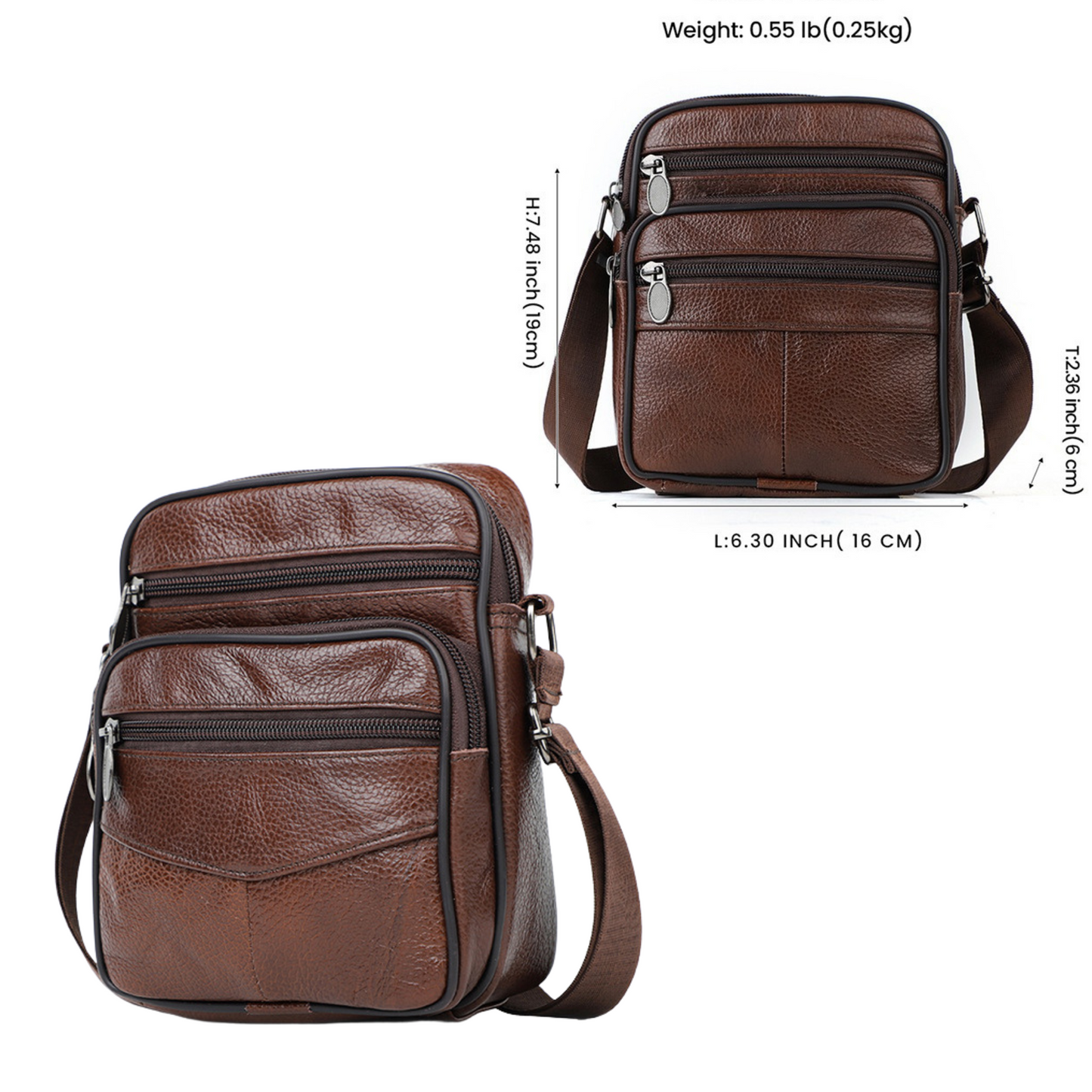 Men's Women's Leather Messenger Bags Cross Body Shoulder Bag