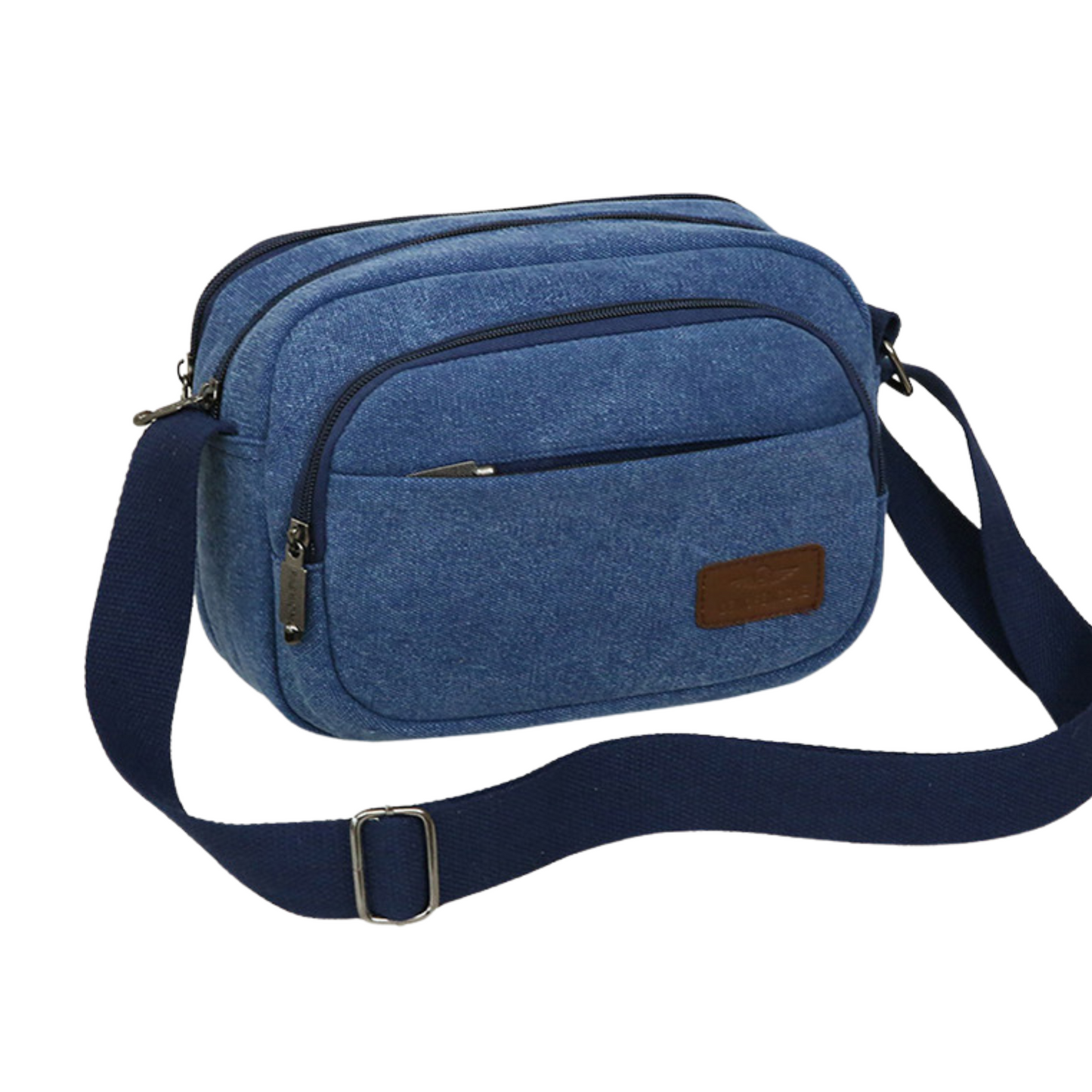 Small Mens Womens 5 Zipper Canvas Satchel Cross Body Bag