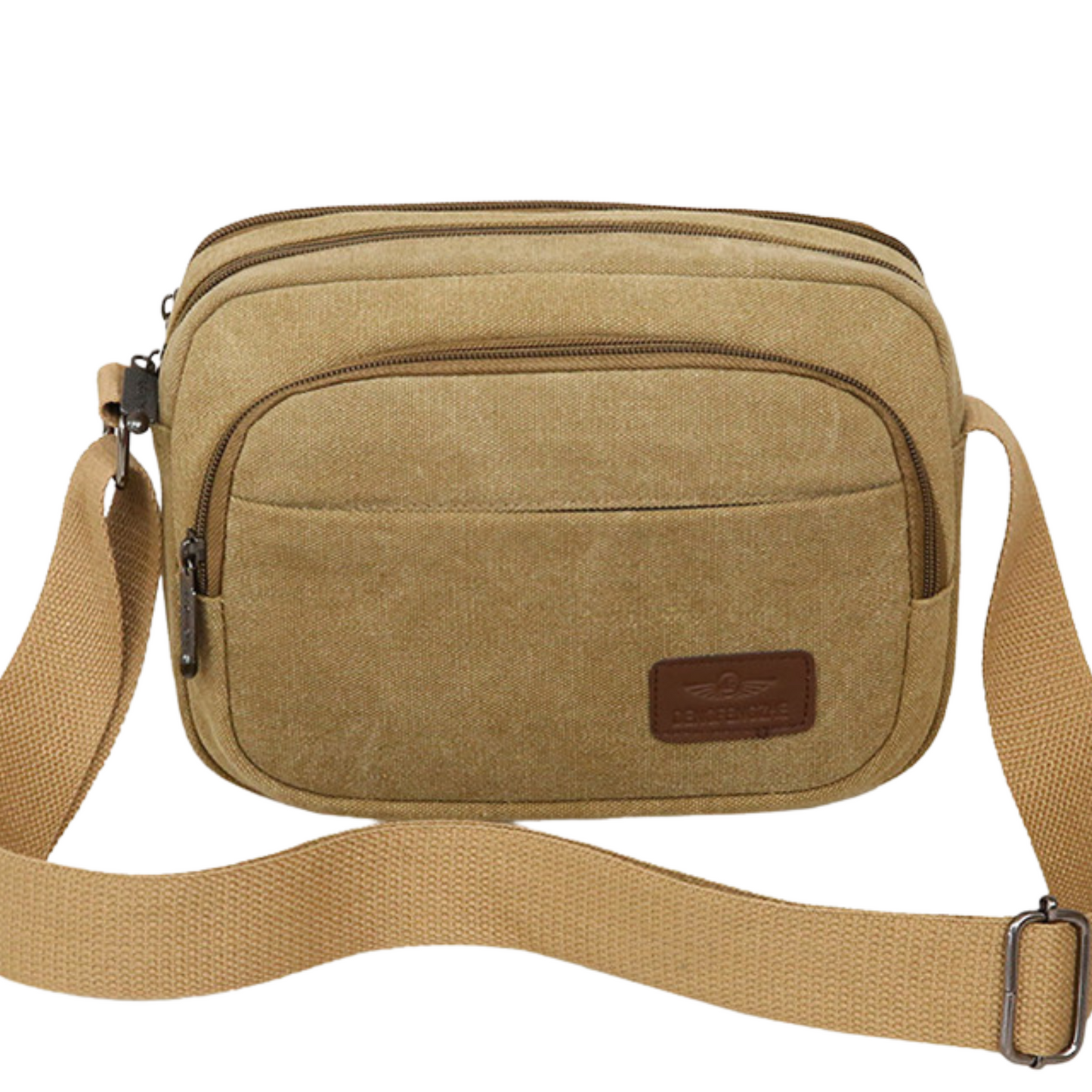 Small Mens Womens 5 Zipper Canvas Satchel Cross Body Bag