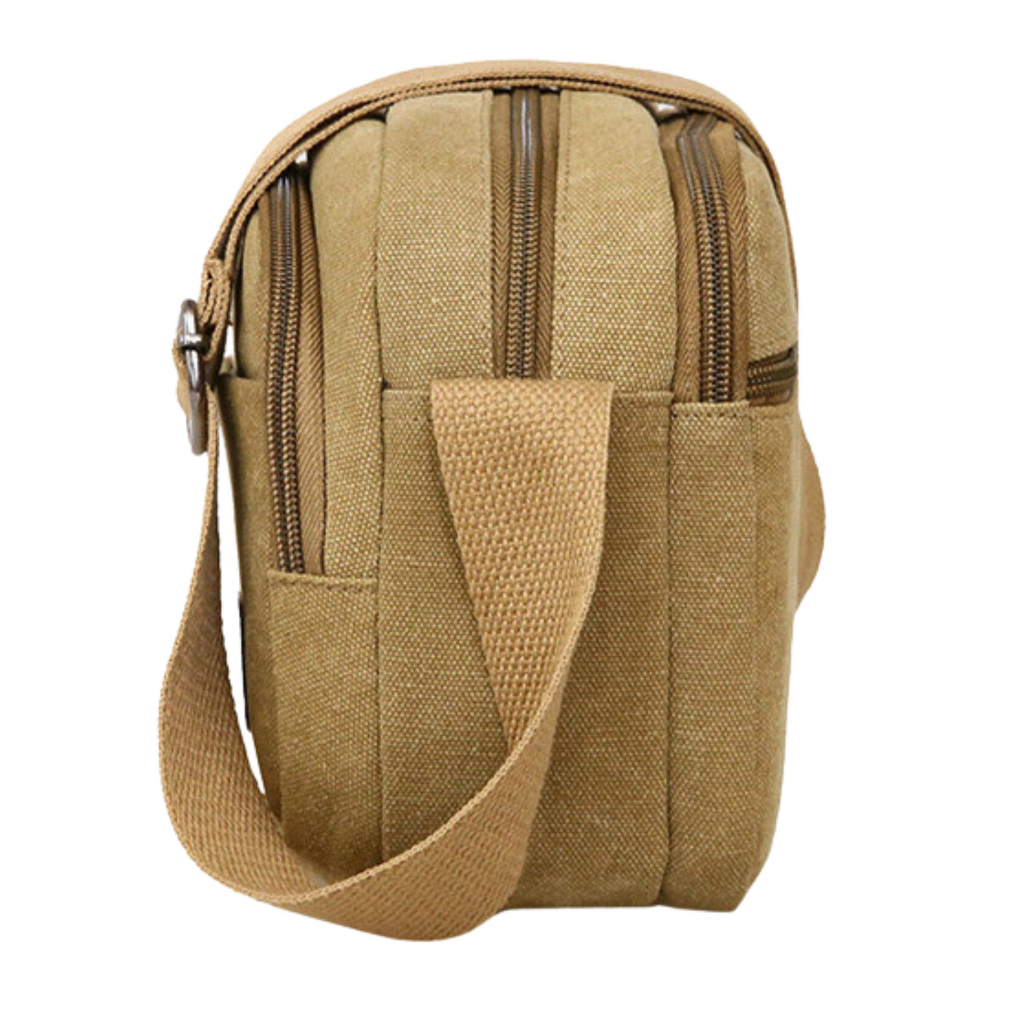 Small Mens Womens 5 Zipper Canvas Satchel Cross Body Bag