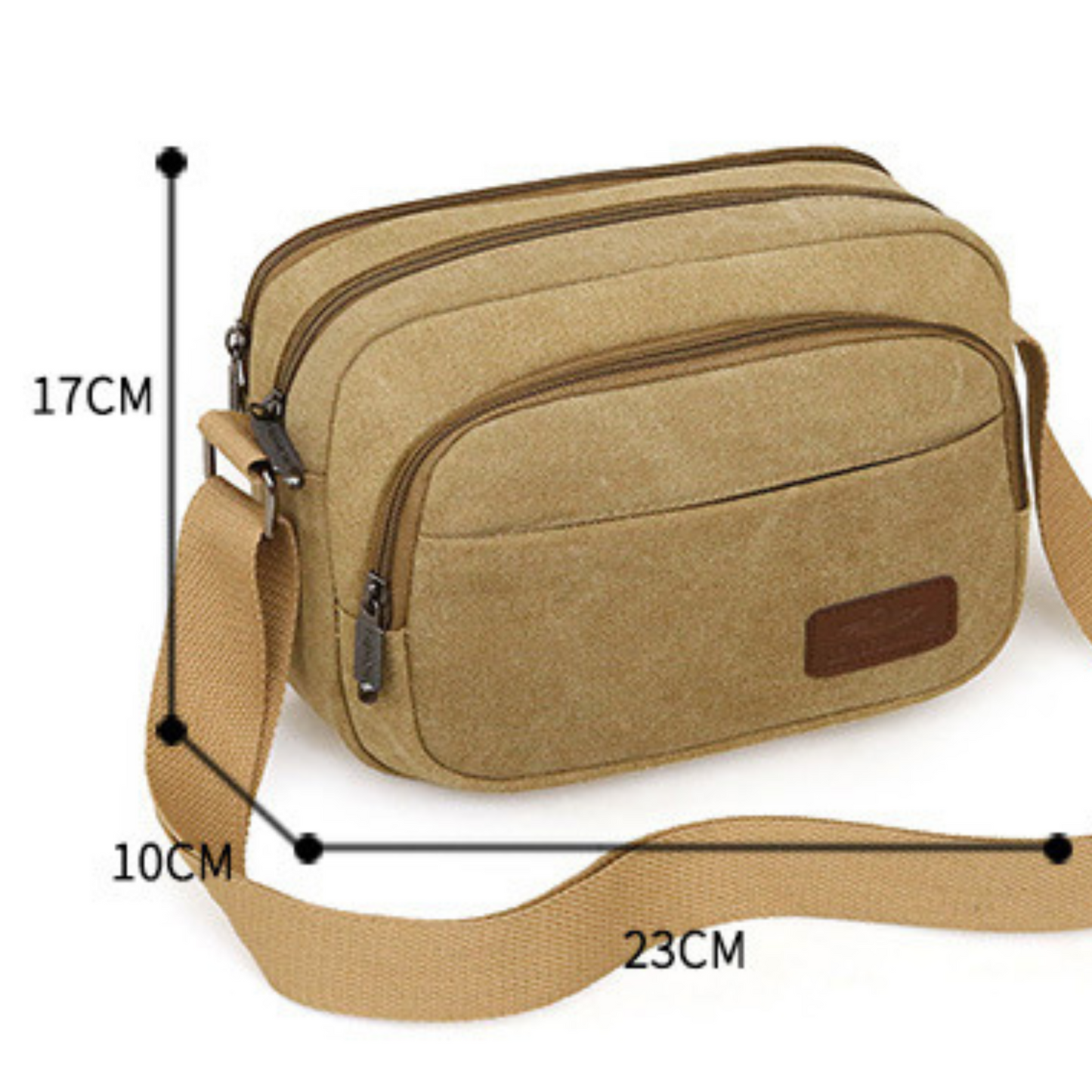 Small Mens Womens 5 Zipper Canvas Satchel Cross Body Bag