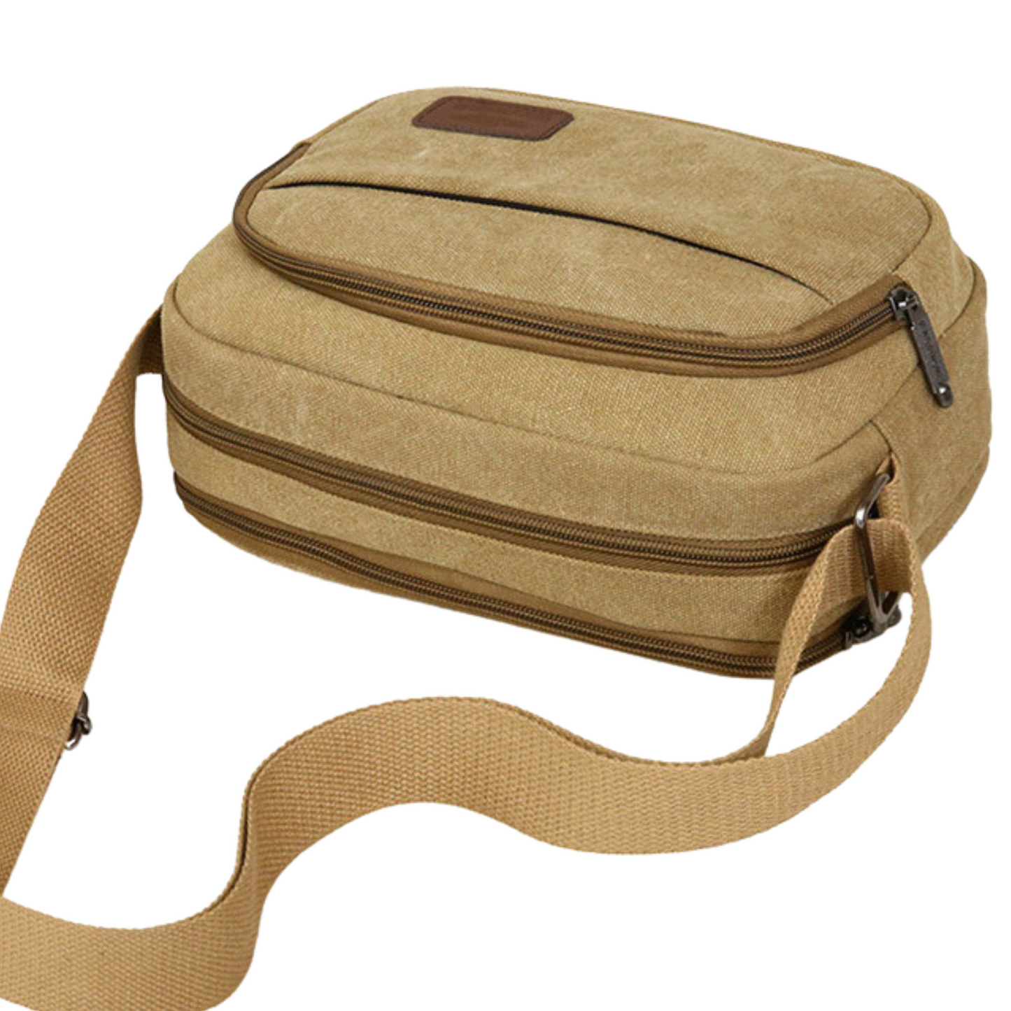 Small Mens Womens 5 Zipper Canvas Satchel Cross Body Bag