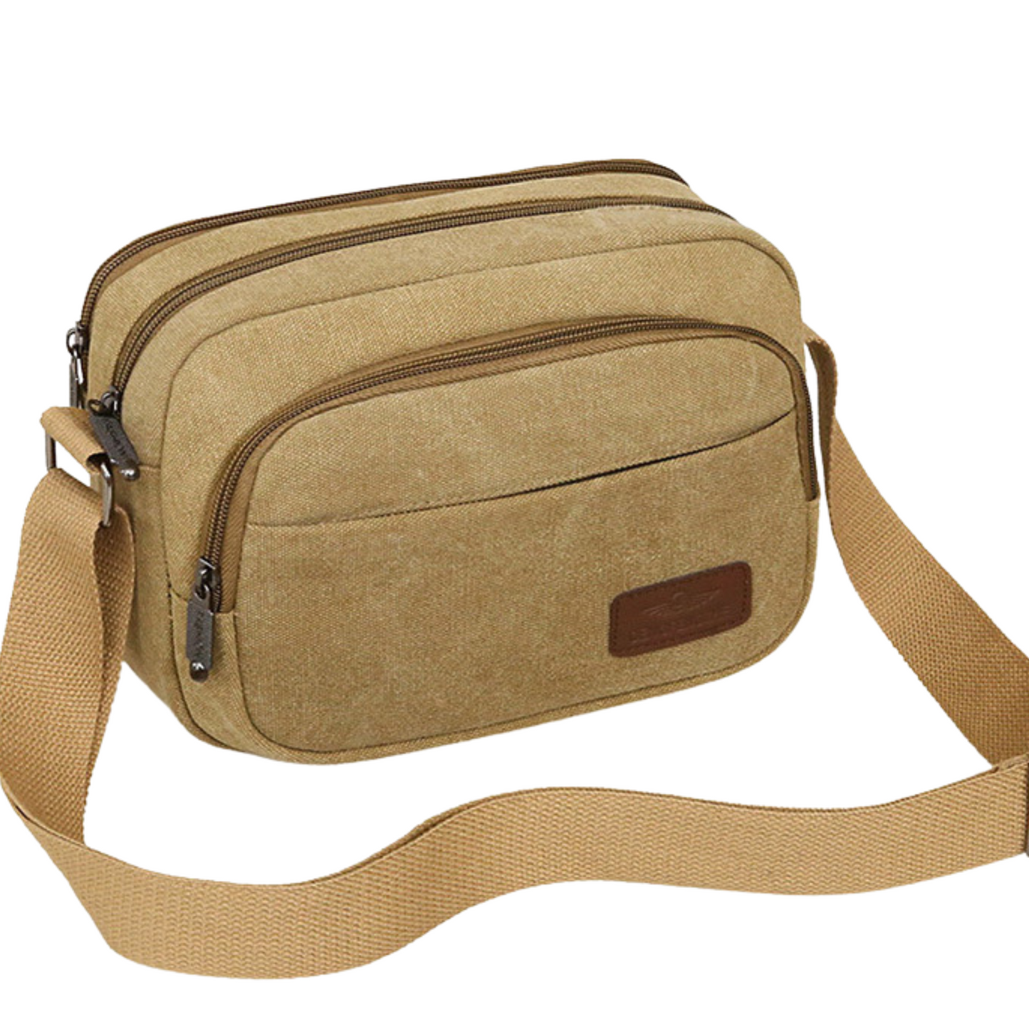 Small Mens Womens 5 Zipper Canvas Satchel Cross Body Bag