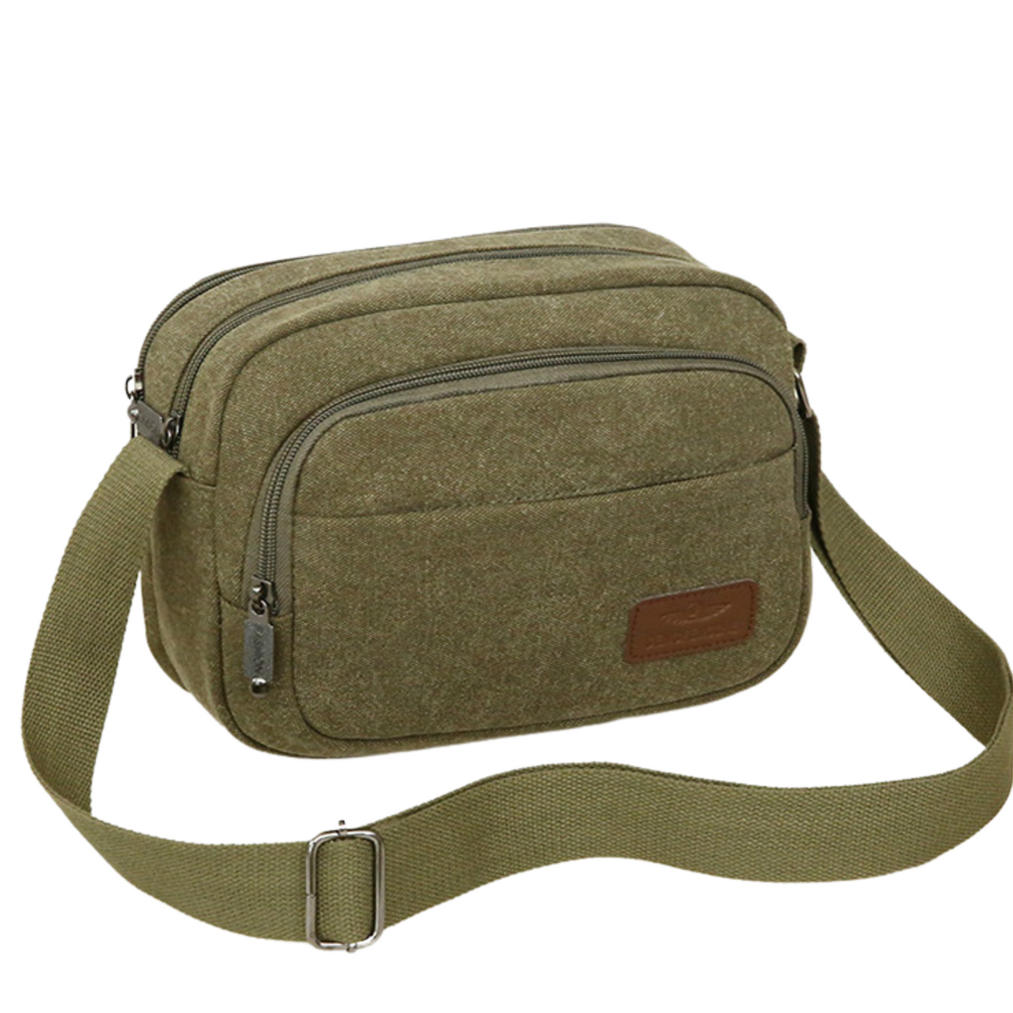 Small Mens Womens 5 Zipper Canvas Satchel Cross Body Bag