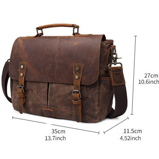 Waxed Canvas & Crazy Horse Leather Satchel Bag – Built for Utility