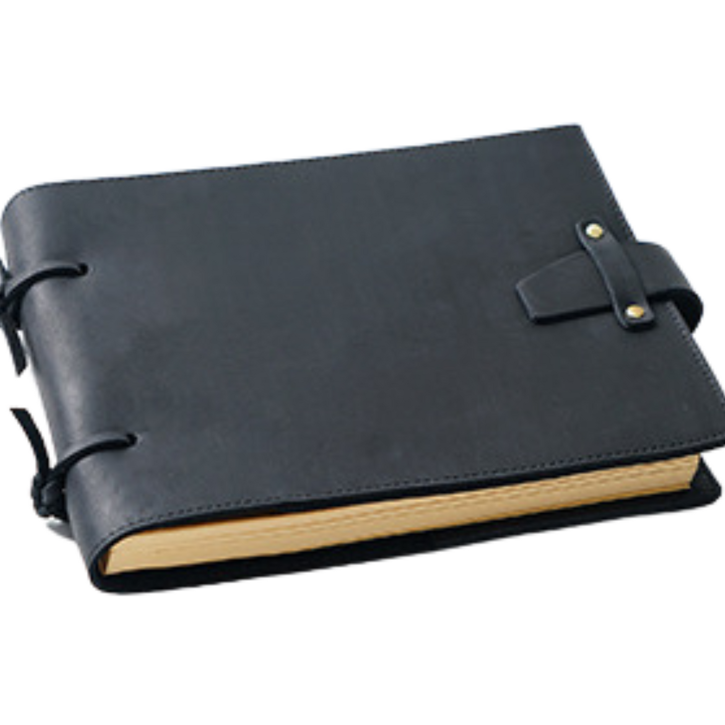 Crazy Horse Leather Bound Sketchbook Travel Journal with a sleek black cover and natural paper.