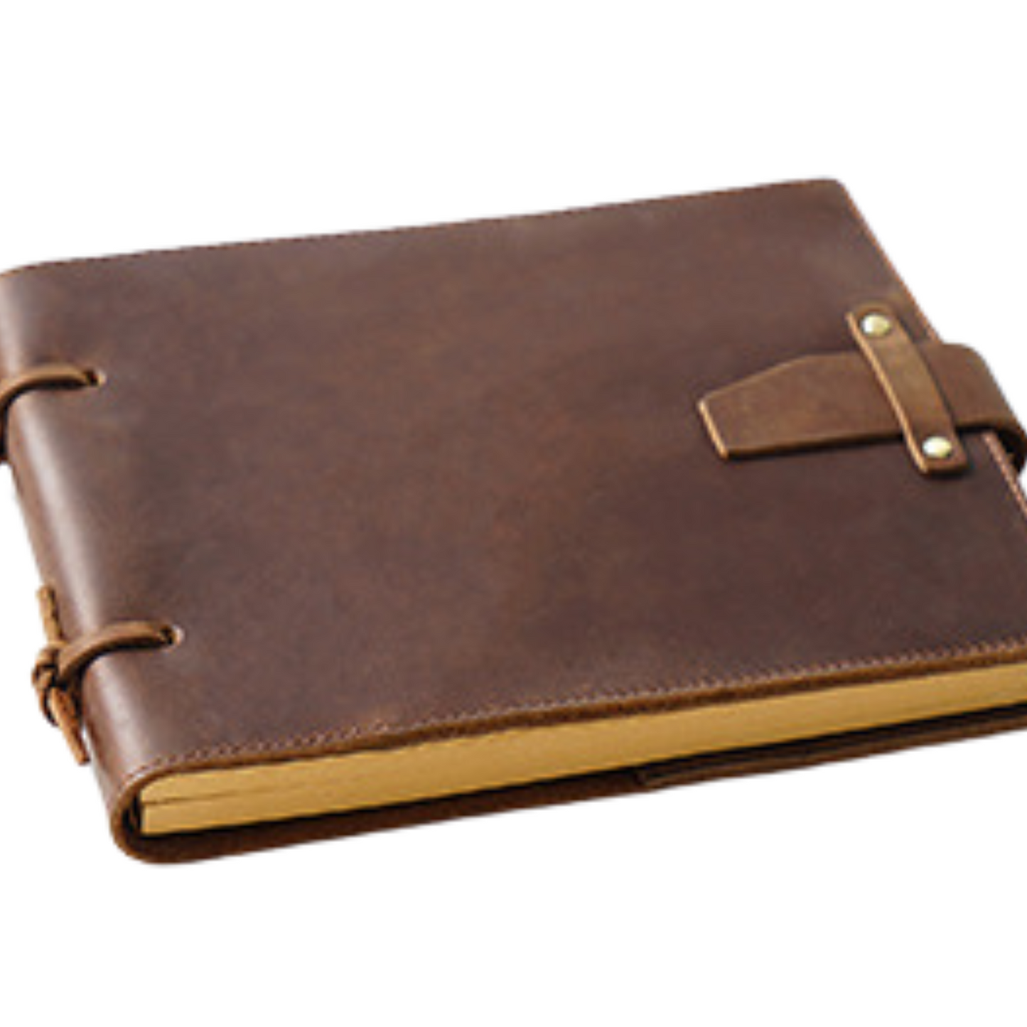 Crazy Horse leather bound sketchbook travel journal with a rustic design and clasp closure.