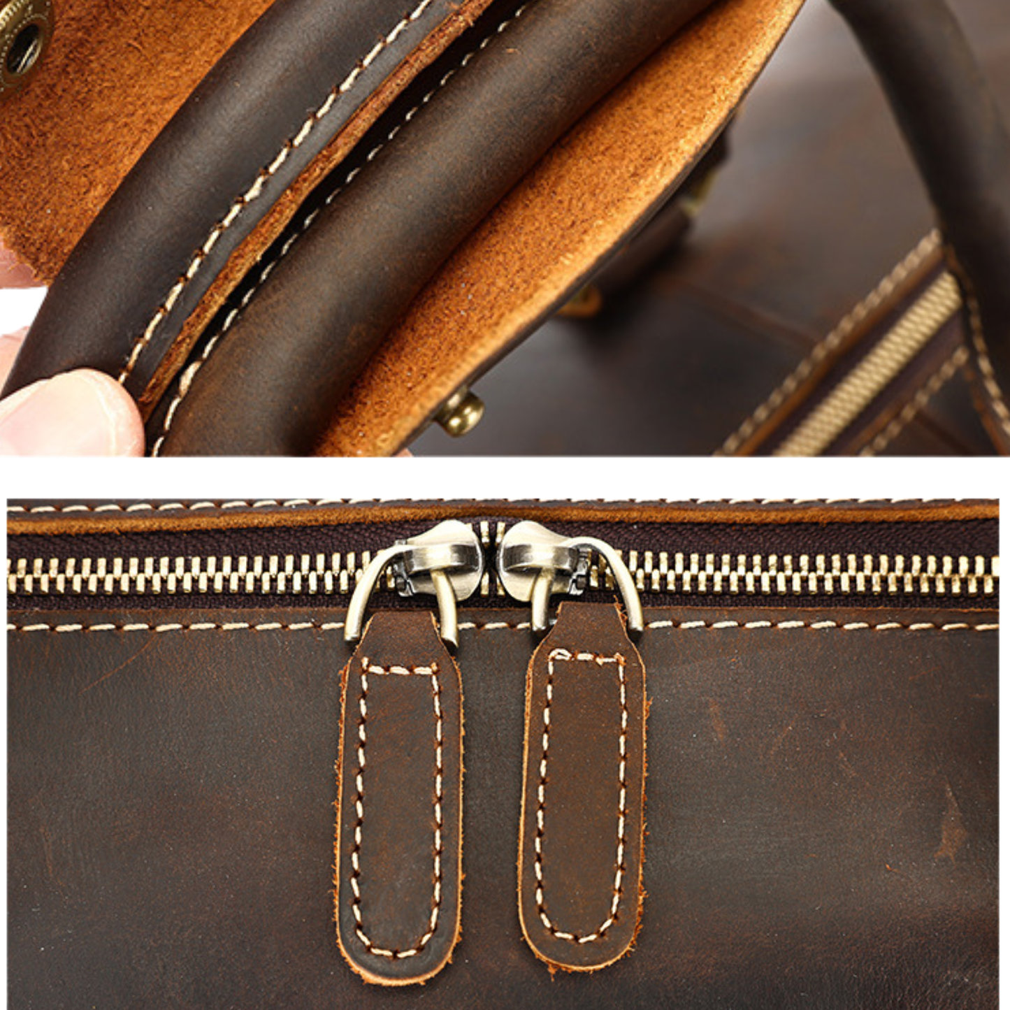 Vintage Full-Grain Leather Duffel Bag – Large Travel & Weekend Bag