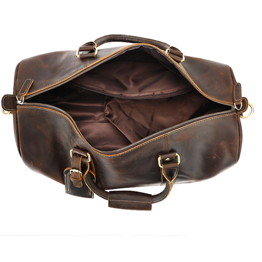 Vintage Full-Grain Leather Duffel Bag – Large Travel & Weekend Bag