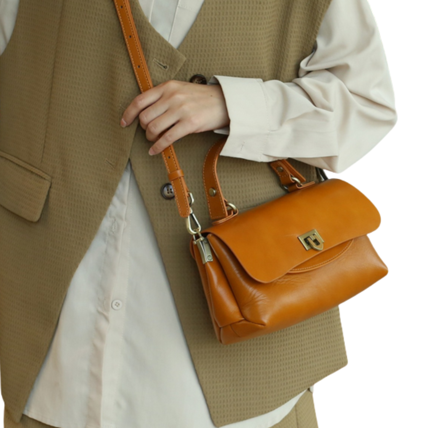 Genuine Leather Vintage Saddle Crossbody Shoulder Bag