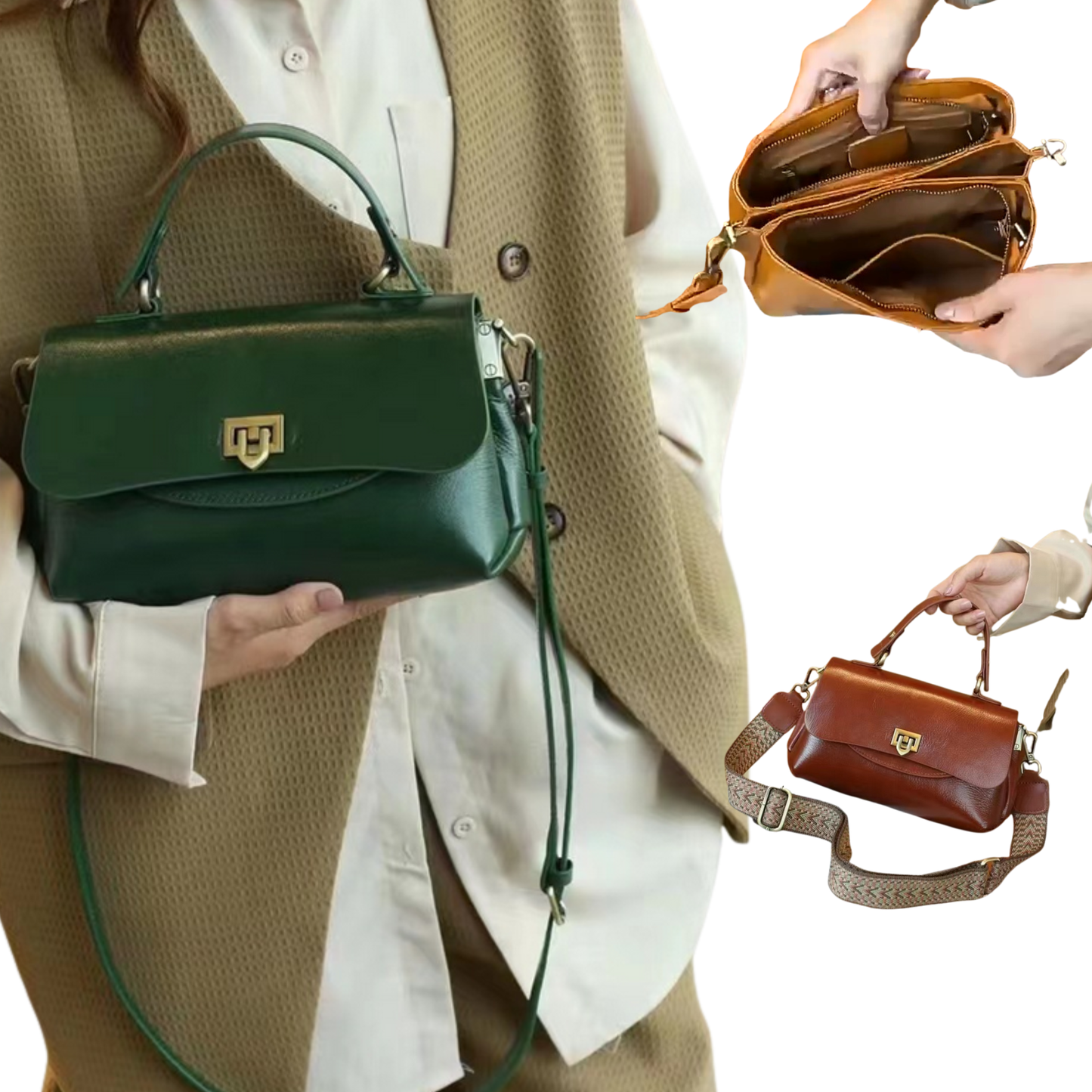 Genuine Leather Vintage Saddle Crossbody Shoulder Bag