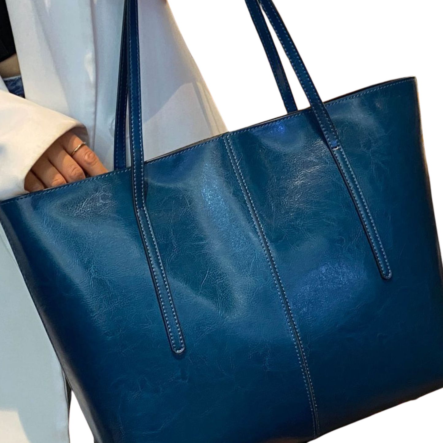 Genuine Oil-Wax Leather Large Capacity Tote & Shoulder Bag