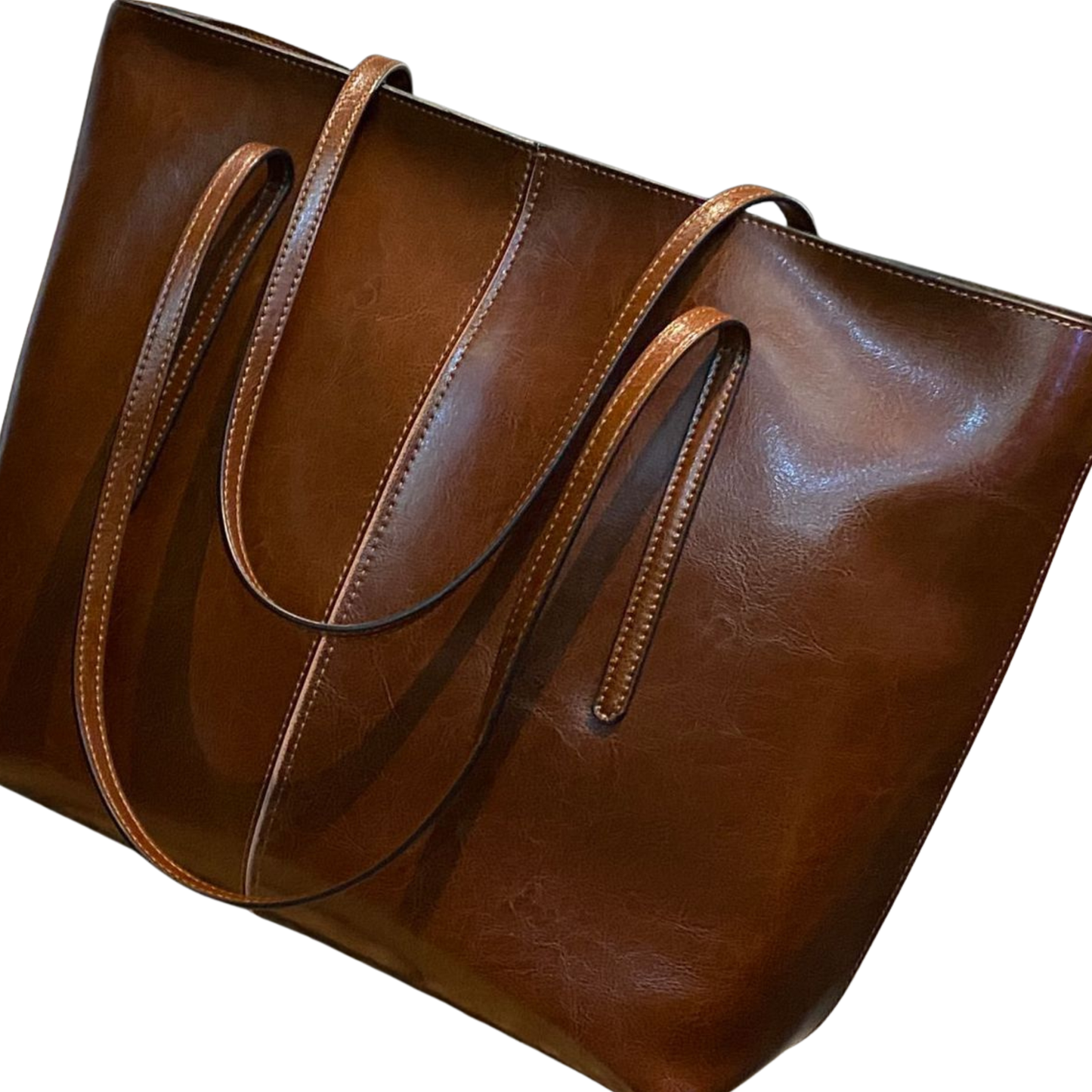 Genuine Oil-Wax Leather Large Capacity Tote & Shoulder Bag
